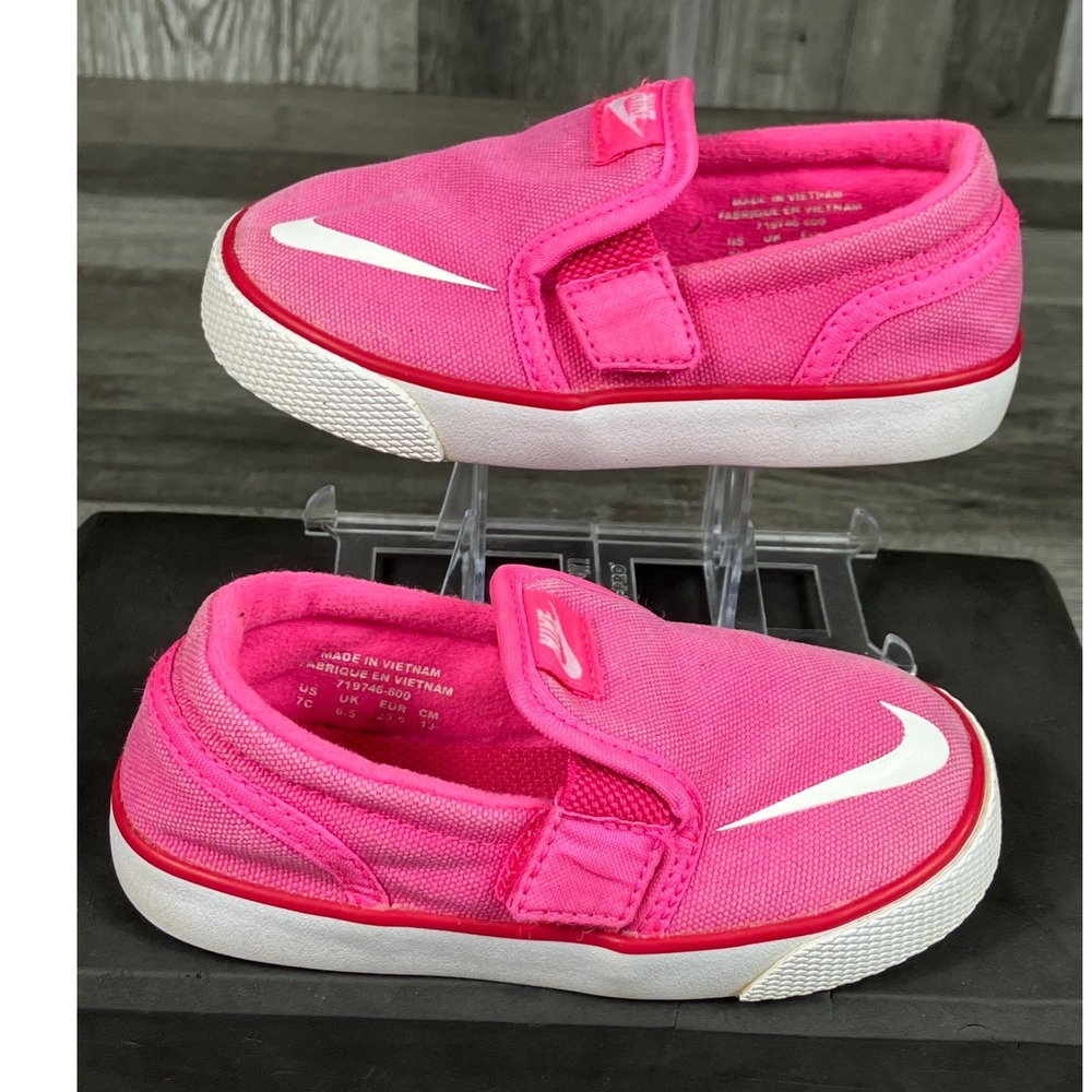 Nike Toki Slip-On Toddler Sneakers Pink White 719746-600 Size 7C